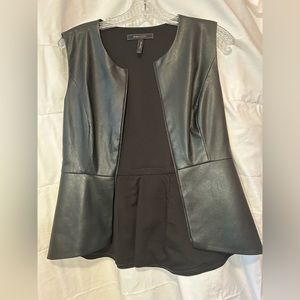 BCBG black leather vest
